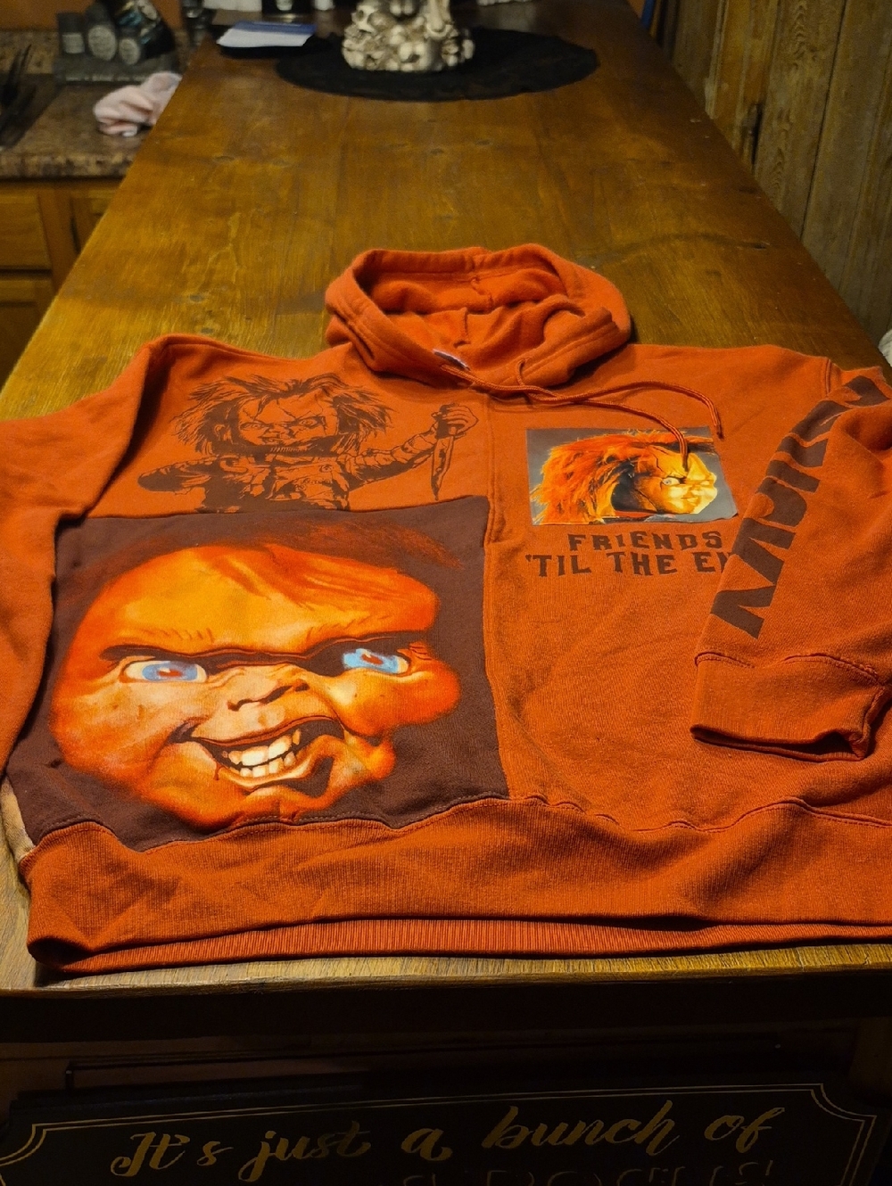 Unbranded Orange Graphic Horror Hoodie - 'Friends 'Til The End'